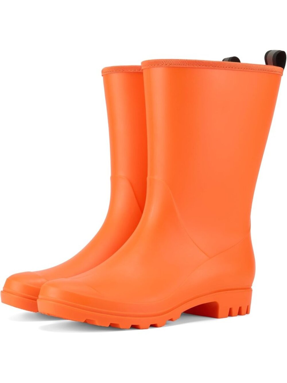 Women's Orange Seamless Matte Surface Waterproof PVC Wide Calf Rain Rubber Boots